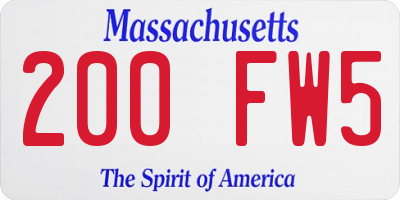 MA license plate 200FW5