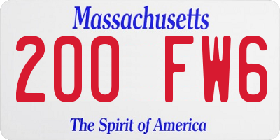 MA license plate 200FW6