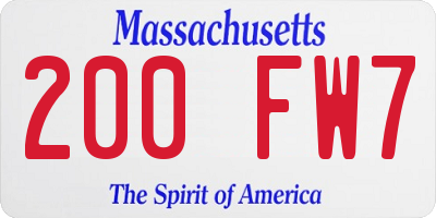 MA license plate 200FW7