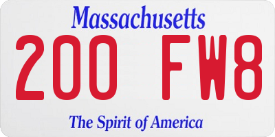 MA license plate 200FW8
