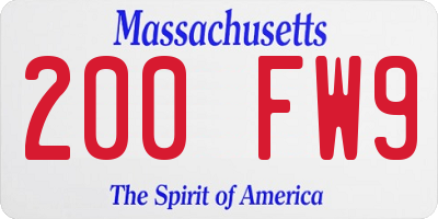 MA license plate 200FW9