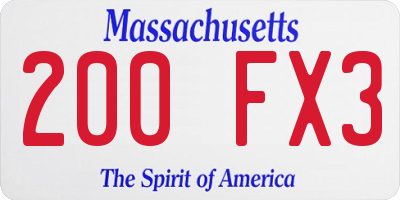 MA license plate 200FX3