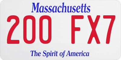 MA license plate 200FX7