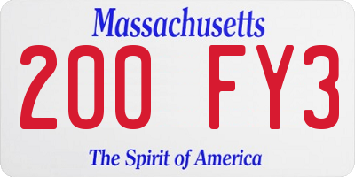 MA license plate 200FY3