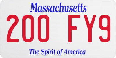 MA license plate 200FY9