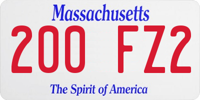 MA license plate 200FZ2