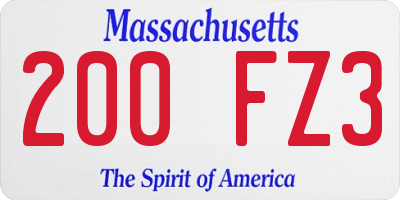 MA license plate 200FZ3