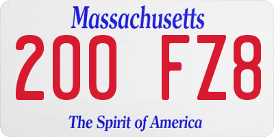 MA license plate 200FZ8