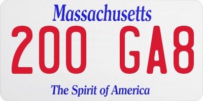 MA license plate 200GA8