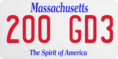 MA license plate 200GD3