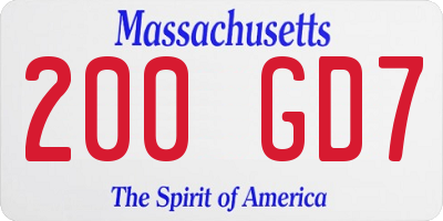 MA license plate 200GD7