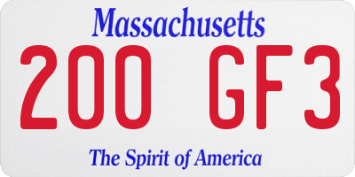 MA license plate 200GF3