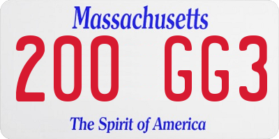 MA license plate 200GG3