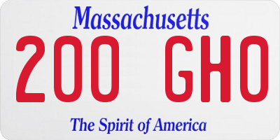 MA license plate 200GH0