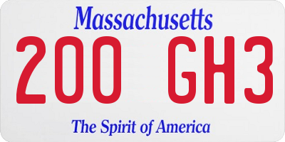 MA license plate 200GH3