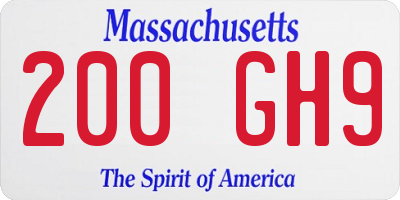 MA license plate 200GH9