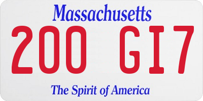 MA license plate 200GI7