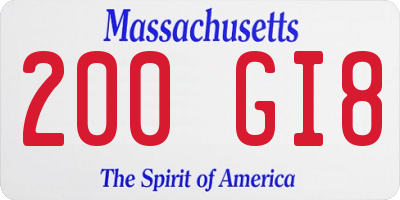 MA license plate 200GI8