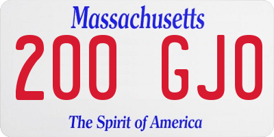 MA license plate 200GJ0