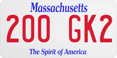 MA license plate 200GK2