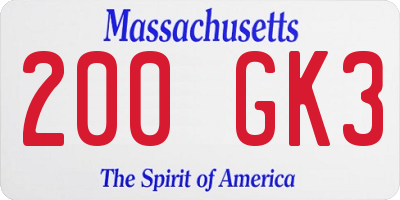 MA license plate 200GK3