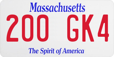 MA license plate 200GK4