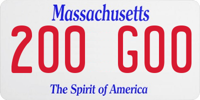 MA license plate 200GO0