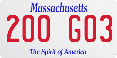 MA license plate 200GO3
