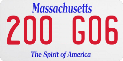 MA license plate 200GO6