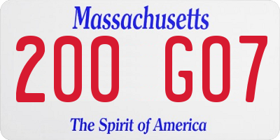 MA license plate 200GO7