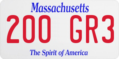 MA license plate 200GR3
