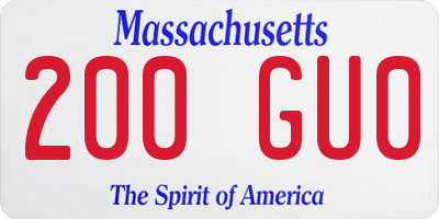MA license plate 200GU0