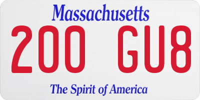 MA license plate 200GU8