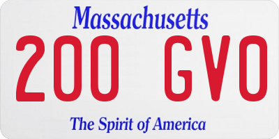 MA license plate 200GV0