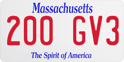 MA license plate 200GV3