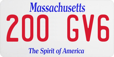 MA license plate 200GV6