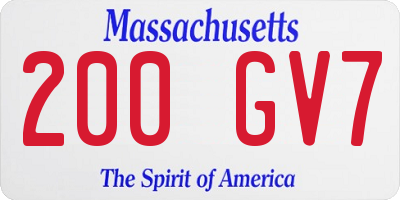 MA license plate 200GV7