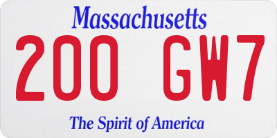 MA license plate 200GW7
