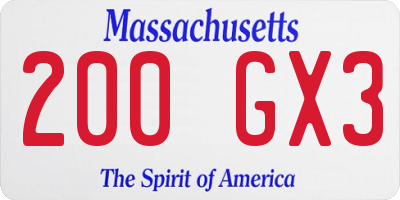 MA license plate 200GX3