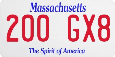 MA license plate 200GX8
