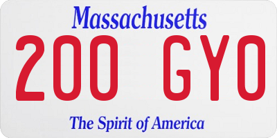 MA license plate 200GY0