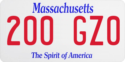 MA license plate 200GZ0