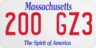 MA license plate 200GZ3