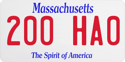 MA license plate 200HA0