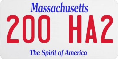 MA license plate 200HA2