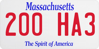 MA license plate 200HA3