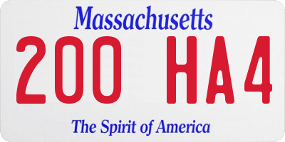 MA license plate 200HA4