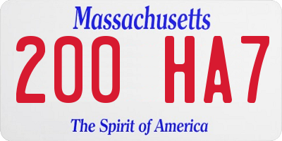 MA license plate 200HA7