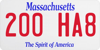 MA license plate 200HA8