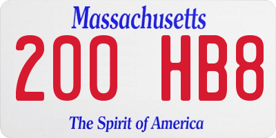 MA license plate 200HB8